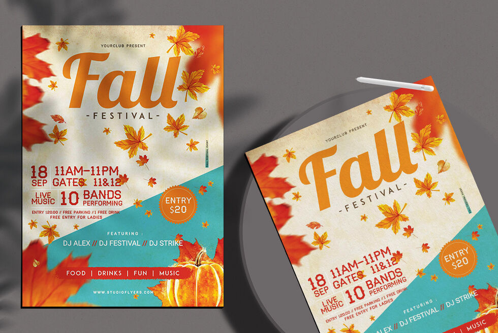 Autumn Leafy Fall Festival Flyer Template Free Download | Resource Boy