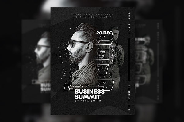 Black And White Business Summit Flyer Template Plus a Facebook Template FREE PSD