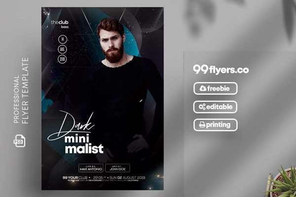 Black, Blue Modern Night Party Flyer Template FREE PSD