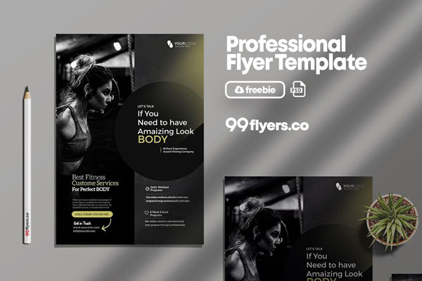 Neat Modern Online Personal Training and Workouts Flyer Template