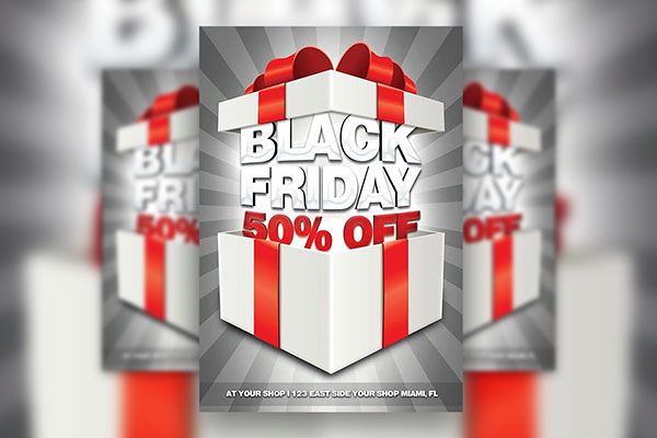 Black Friday Flyer Template Featuring a Gift Box FREE PSD