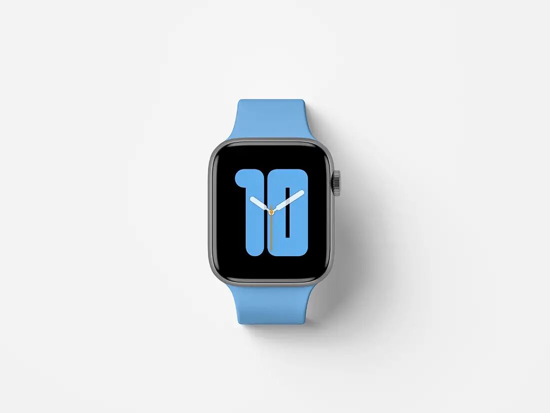 Blue/Red Apple Watch Series 5 Top View Mockup FREE PSD