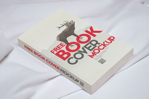 Book Mockup Template Laid on Cotton Sheet in Perspective FREE PSD