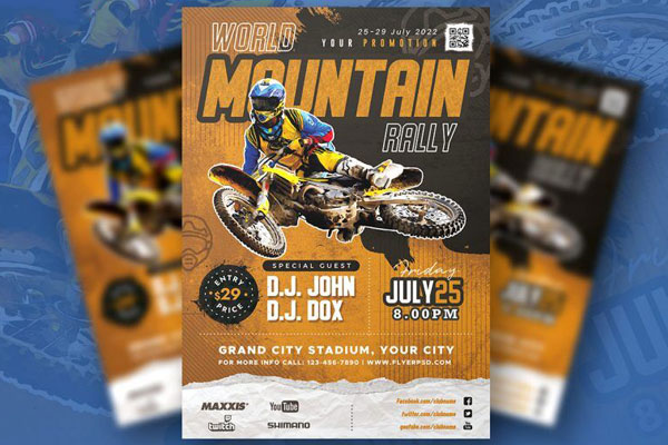 Brown Modern Motorcycle Rally Flyer Template FREE PSD