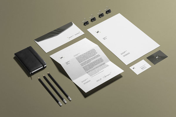 Business Stationery Mockup with Paper Clip, Pencil, Business Card FREE PSD