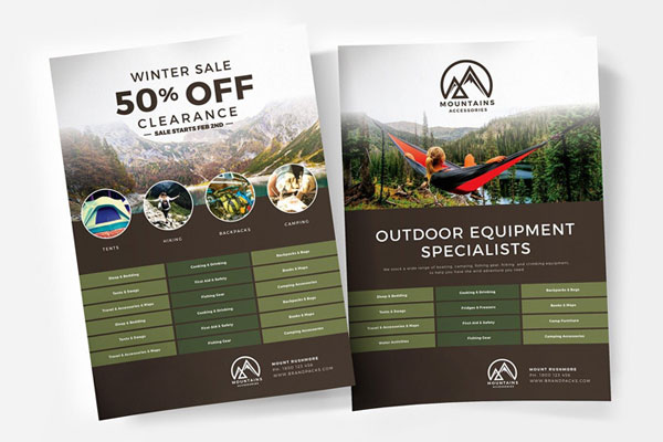 Camping A4 Poster and DL Card Templates with Nature Scenery FREE PSD