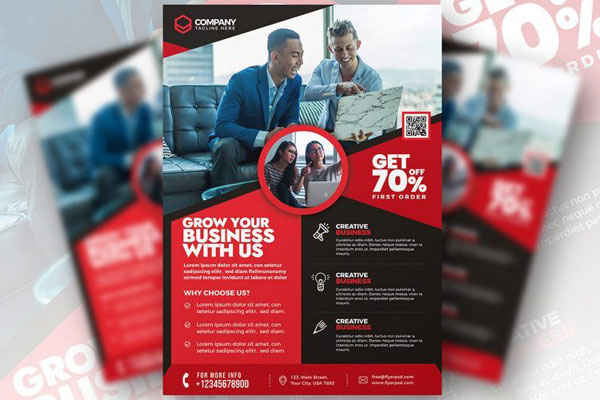 Clean Grid Business Promotion Flyer Template FREE PSD