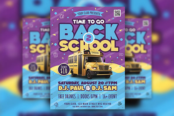Colorful Back To School Party Flyer Template FREE PSD