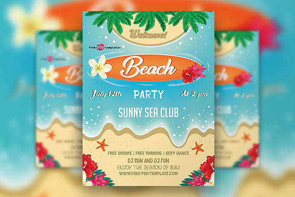 Border Tropical Ladies Night Party Flyer Template (FREE