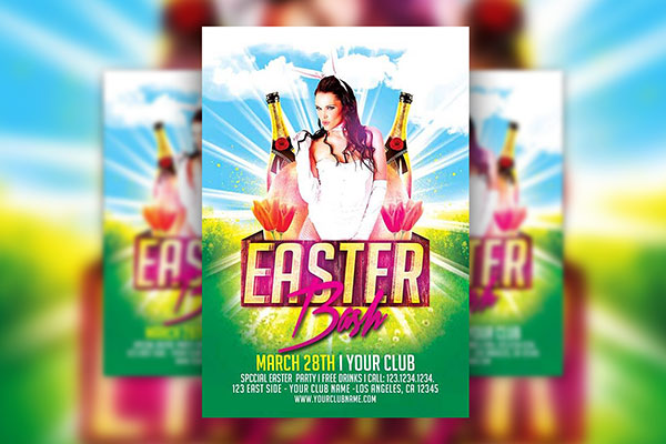 Colorful Easter Bash Flyer Template FREE PSD