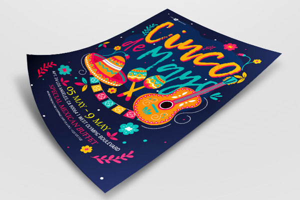 Colorful Illustrated Cinco De Mayo Flyer Template FREE PSD