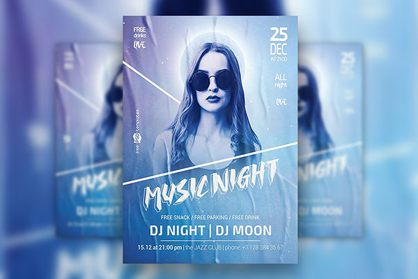 Colorful Music Night Flyer Template Plus a Facebook Cover FREE PSD