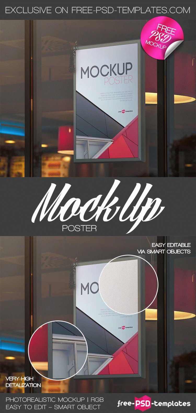 Cool Billboard Mockup Behind a Glass FREE PSD