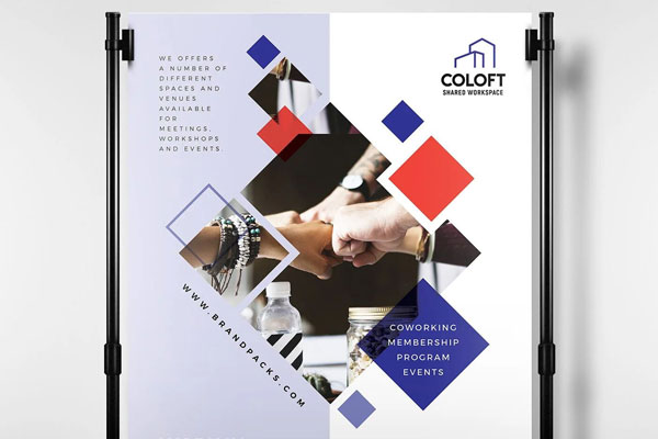 Corporate Trifold Brochure and Poster Templates Featuring Diamond-Shaped Pattern FREE PSD