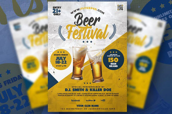 Creative Beer Festival Flyer Template FREE PSD