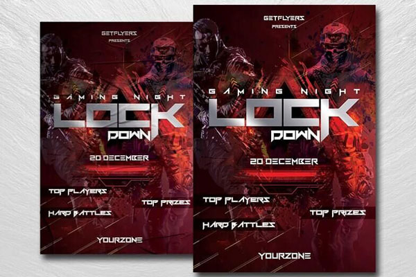 Dark Red Game Night Flyer Template FREE PSD