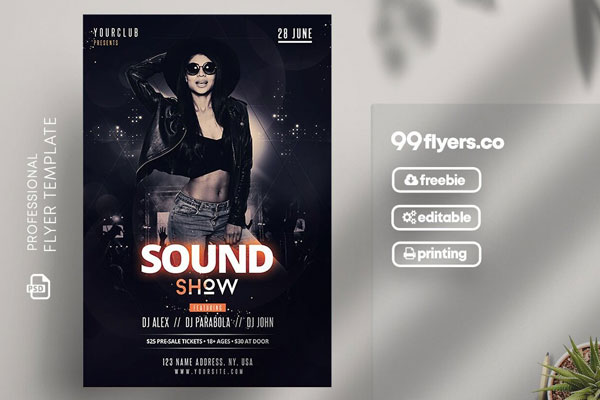 Elegant Music Party Flyer Template FREE PSD