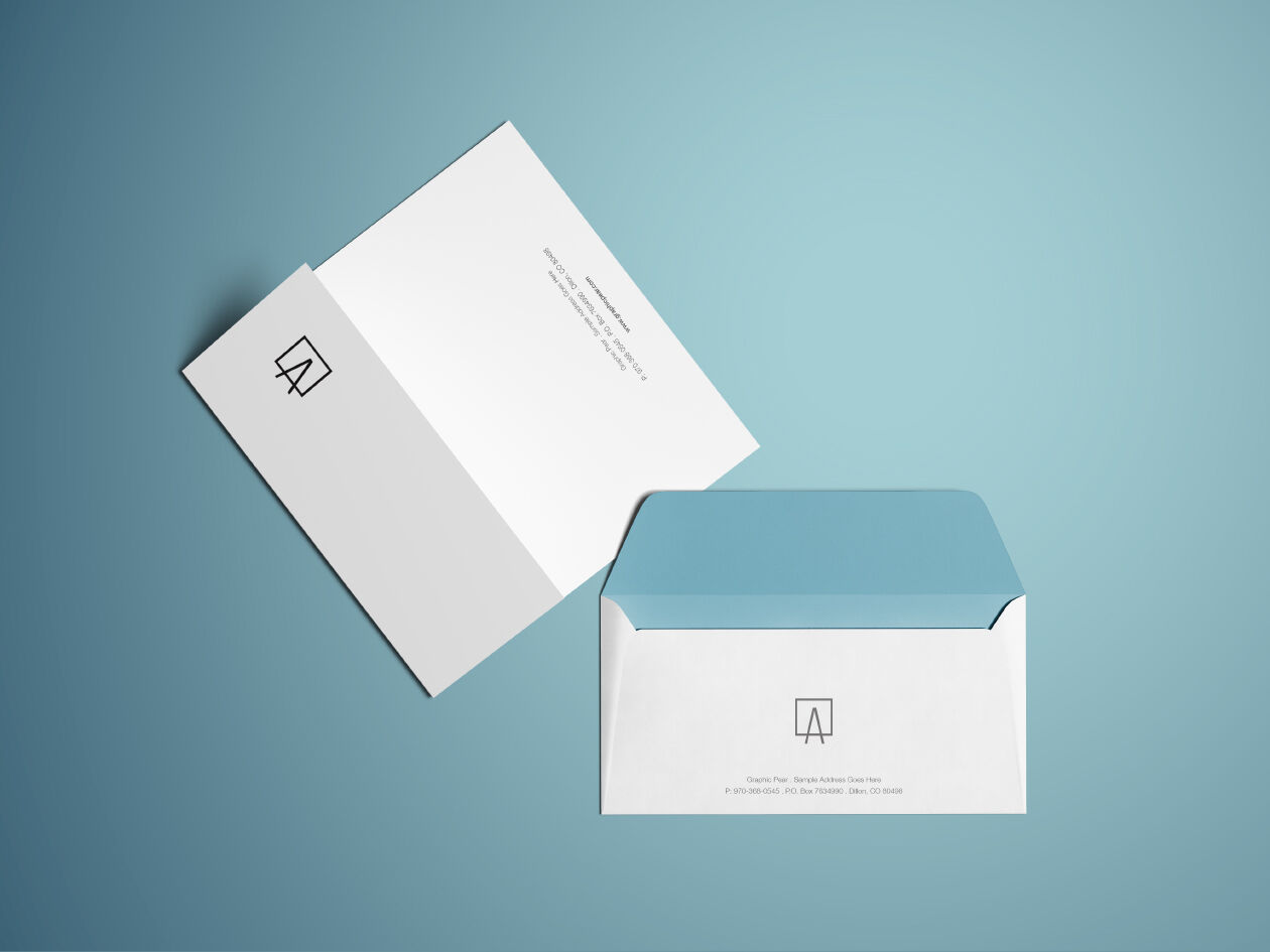 Envelope and Letterhead Mockup Top View FREE PSD