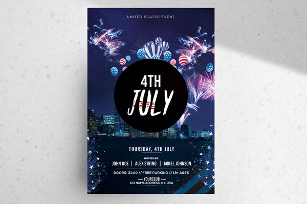 Festive 4th of July Flyer Template FREE PSD