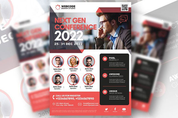 Flat Corporate Grid Flyer Template FREE PSD