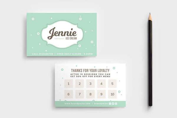 Flat Horizontal Loyalty Card Templates FREE PSD