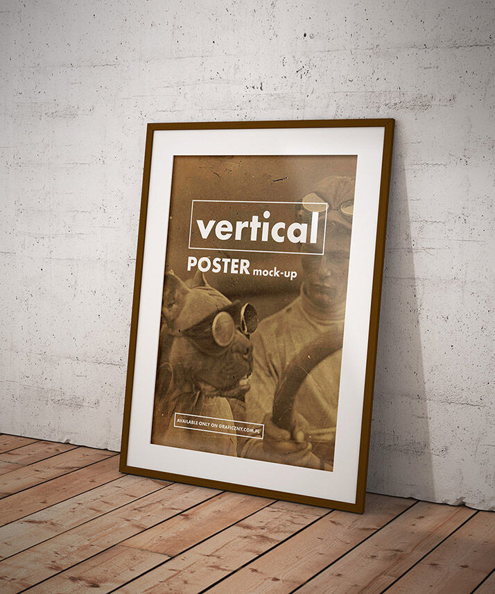 Four Poster Frame Mockups in Vertical and Horizontal Positions FREE PSD