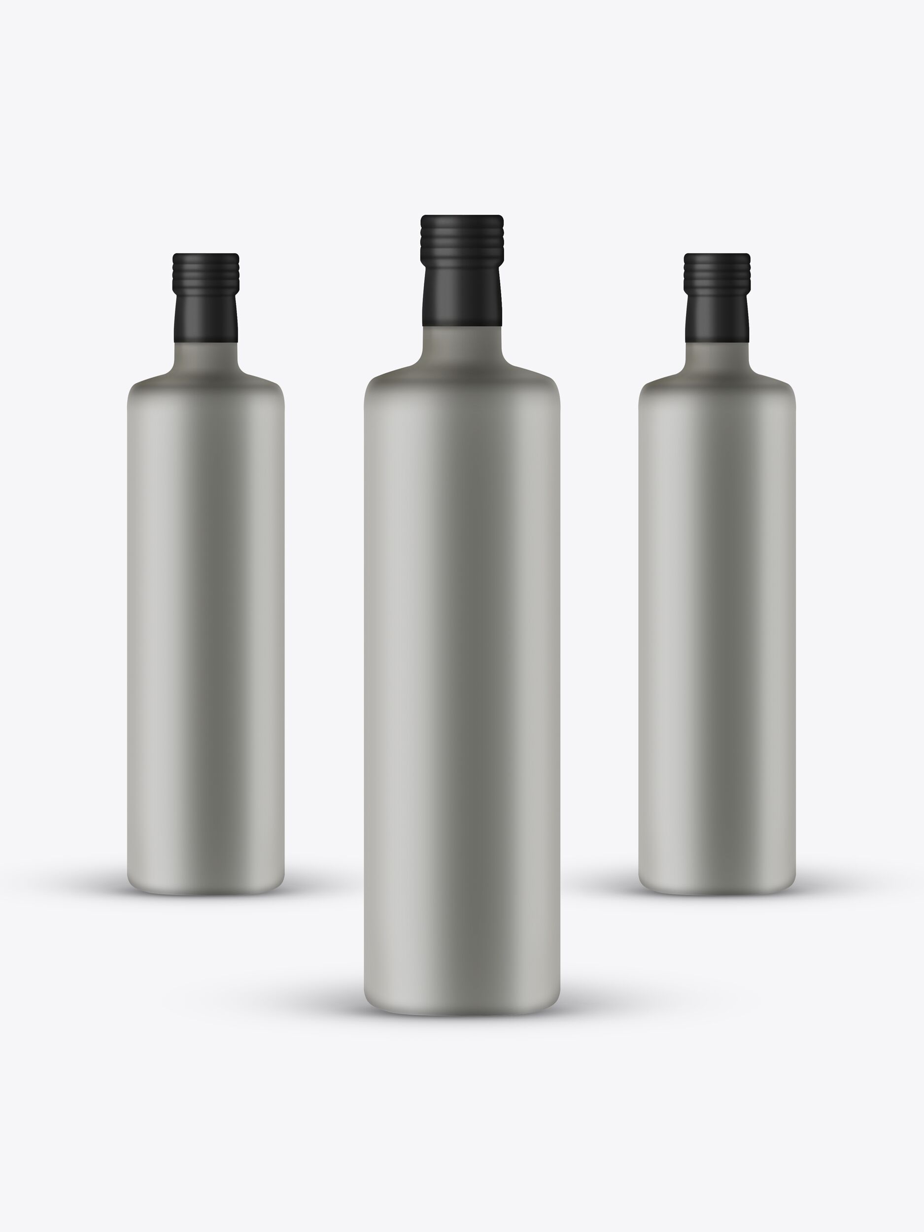 Front View Mockup Featuring Three Tall Ceramic Bottles FREE PSD