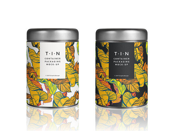 Front View of a Metallic Tin Container Mockup FREE PSD