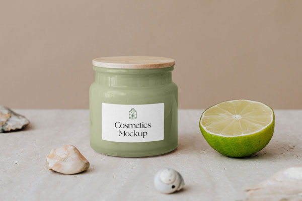 Front View of a Porcelaine Cosmetics Bath Jar Mockup FREE PSD
