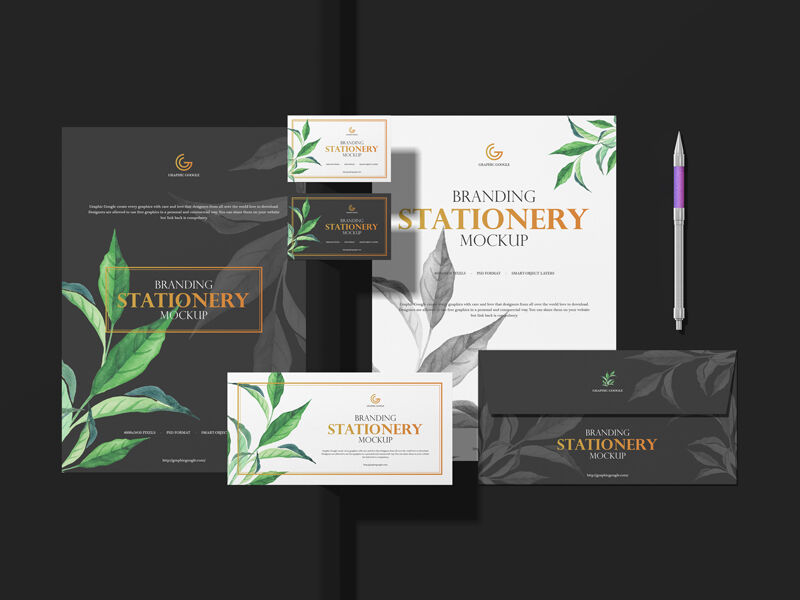 Front View of Branding and Stationery Set Mockup FREE PSD