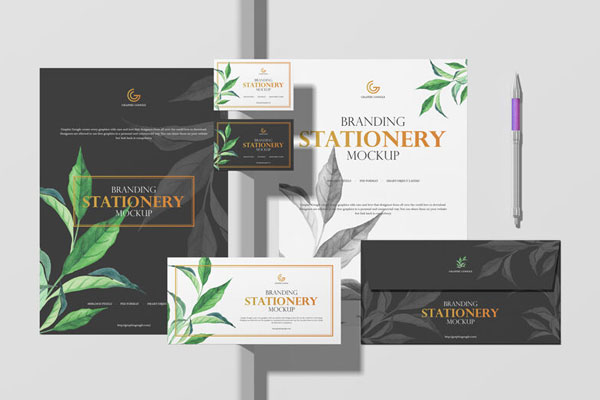 Front View of Branding and Stationery Set Mockup FREE PSD