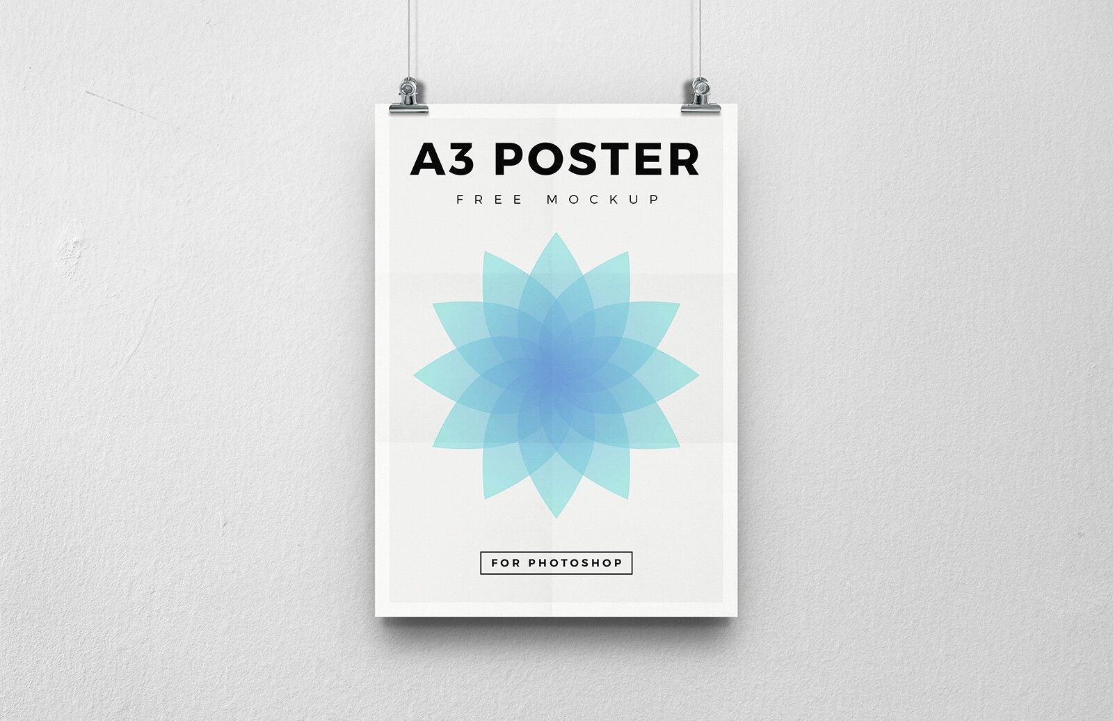 Front View of Hanging A3 Poster with Four Background Textures Mockup FREE PSD