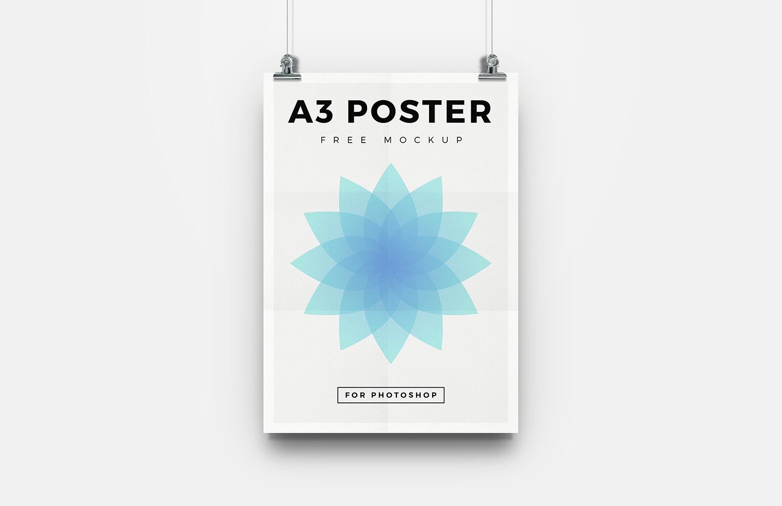 Front View of Hanging A3 Poster with Four Background Textures Mockup FREE PSD