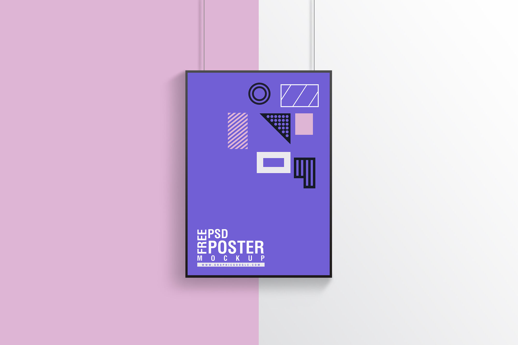 Front View of Hanging Vertical Poster Mockup FREE PSD