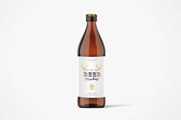 Front View of Standing Beer Bottle Mockup FREE PSD