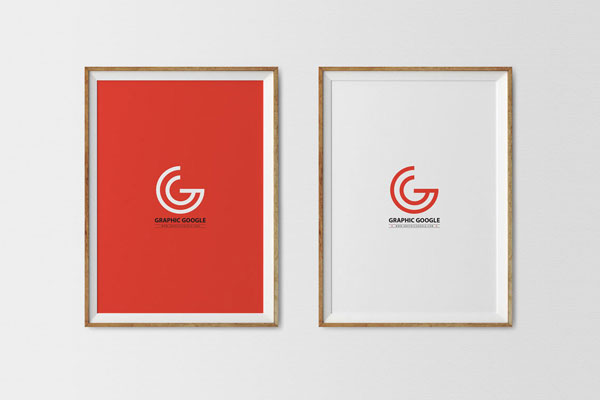 Front View of Two Simple Poster Frames Mockup FREE PSD