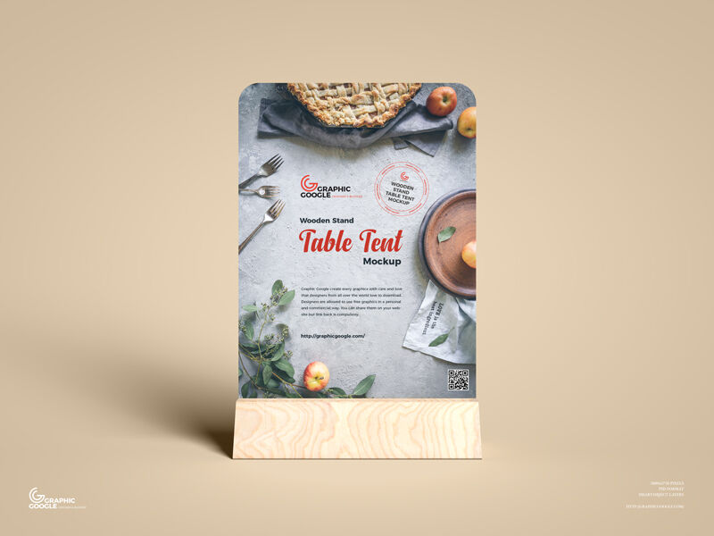 Front-View Wooden Stand Table Tent Mockup FREE PSD