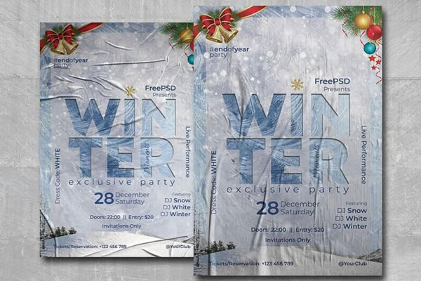 Frosty Winter Moments Flyer Template FREE PSD
