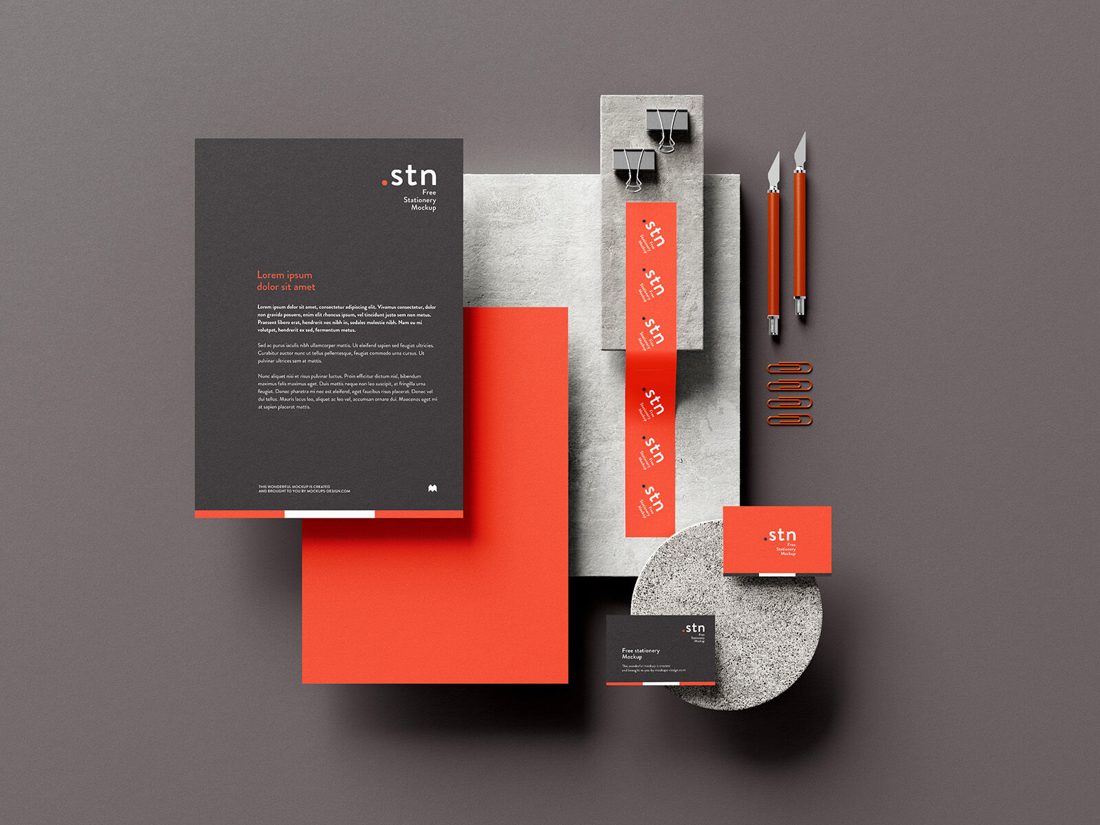Full Set of Four Stationery Mockups from Different Angles FREE PSD