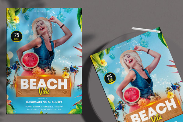 Fun Beach Vibe Flyer Template FREE PSD