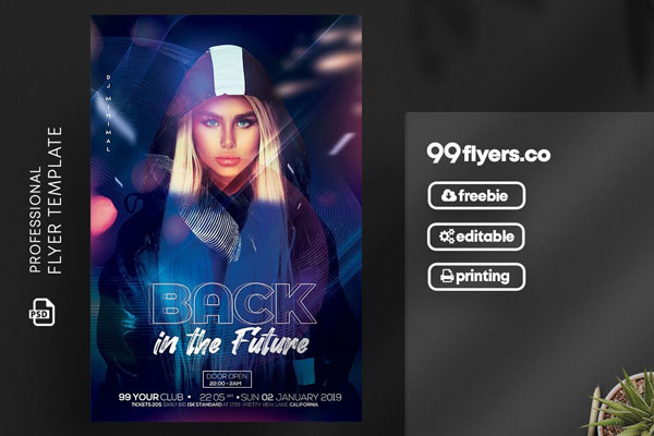 Futuristic Club Events Flyer Template FREE PSD