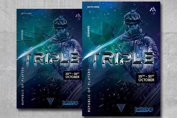 Futuristic Gaming Event Flyer Template FREE PSD