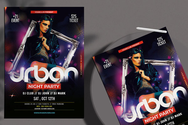 Futuristic Ladies Night Party Flyer Template FREE PSD