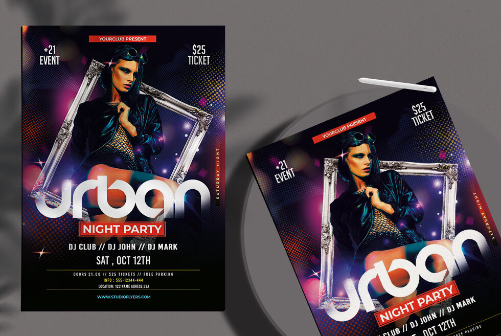 Futuristic Ladies Night Party Flyer Template FREE PSD