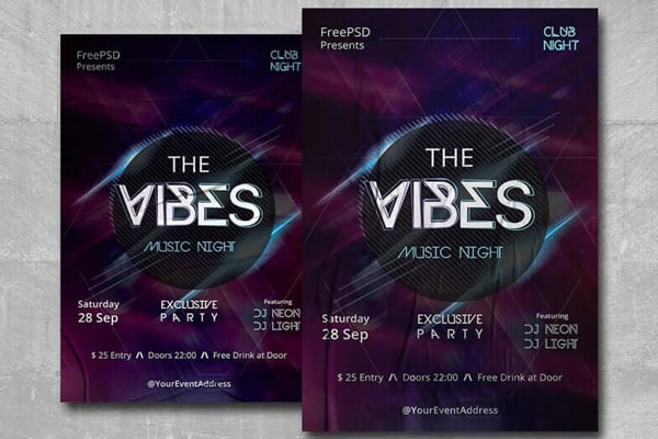 Futuristic Night Party Flyer Template FREE PSD