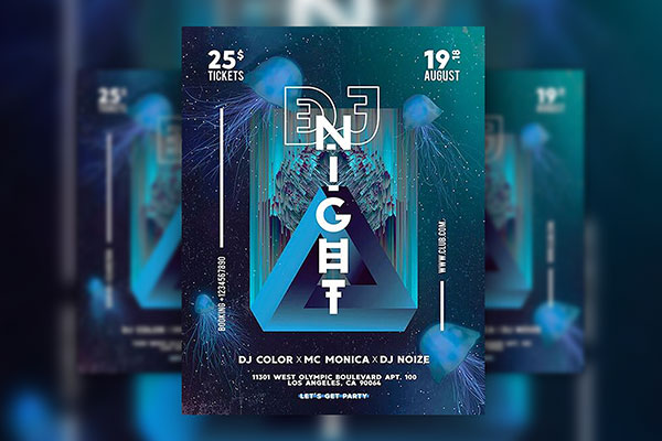 Futuristic Nightclub Event Flyer and Facebook Cover Template FREE PSD