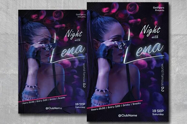 Futuristic Nightclub With DJ Flyer Template FREE PSD