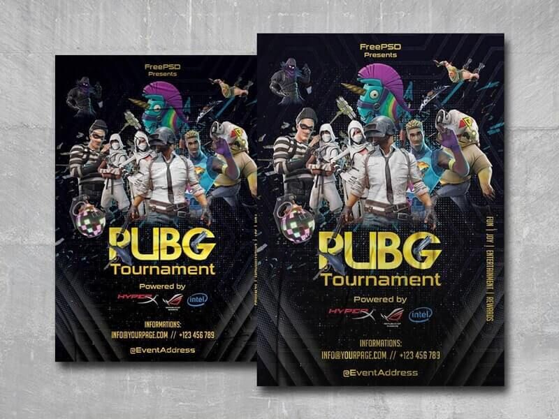 Futuristic PUBG Tournament Flyer Template FREE PSD