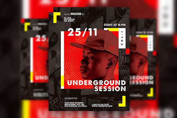 Geometric and Abstract Underground Session Flyer Template Facebook Cover FREE PSD