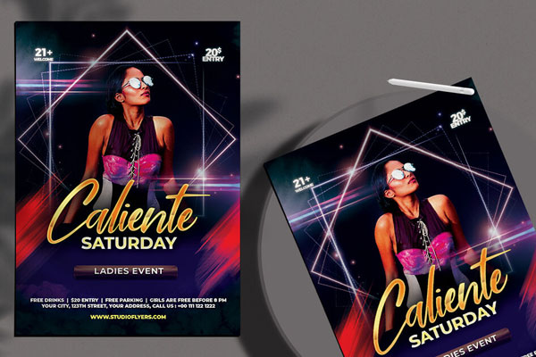 Geometric DJ Club Event Flyer Template FREE PSD